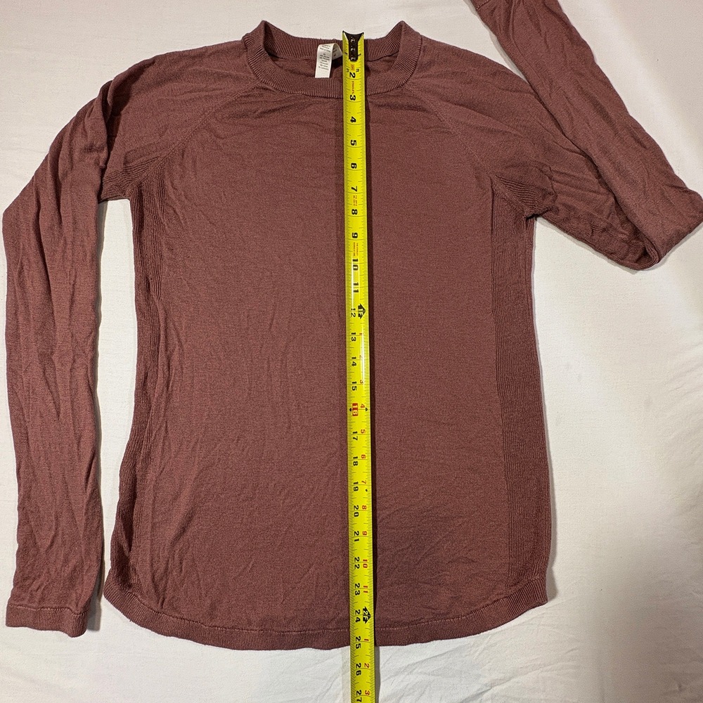 Lululemon Rest Less Pullover Long Sleeve Shirt Cashmere Blend Rust Womens 8 - Picture 4 of 5